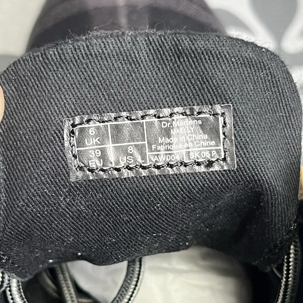 Dr Martens Maelly Shoes Womens Size 8 Black Canvas Boots High Top Plaid Lace Up - Picture 5 of 6